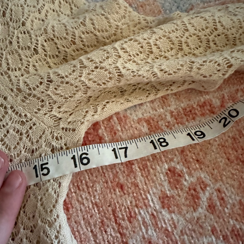 Peruvian connection 100% Pima cotton cream crochet knit sweater size small boho - Picture 5 of 7